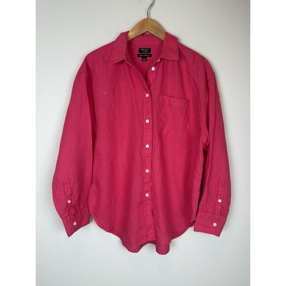 J.Crew Étienne Oversized Linen Shirt Baird McNutt Irish Linen Pink Sz Small - Picture 1 of 7